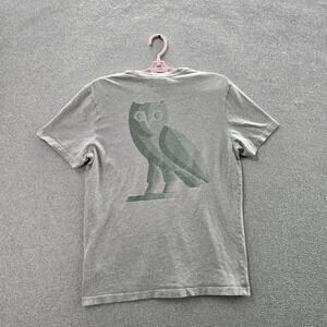OVO Men Shirt SMALL‎ Gray Drake Octobers Very Own Owl Logo Short Sleeve